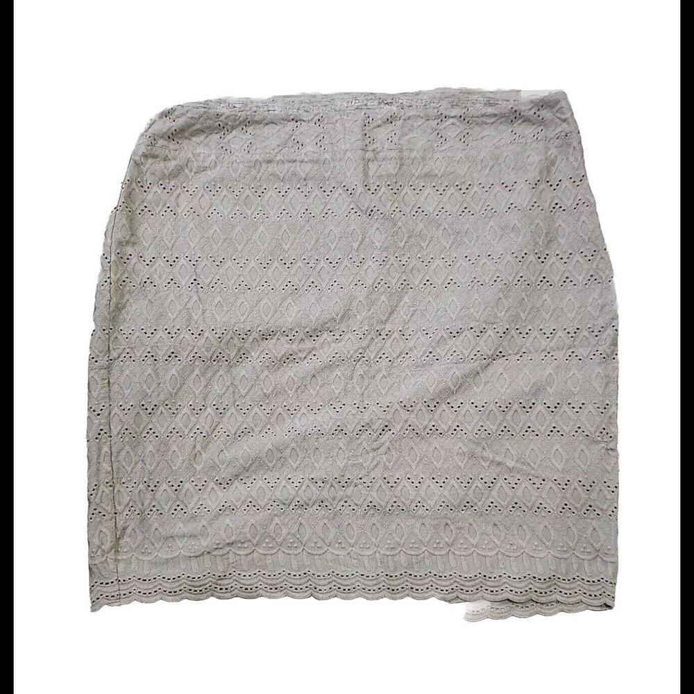 Ann Taylor Loft Skirt Plus Size 18 Taupe Lace Crochet Liend Straight Pencil...